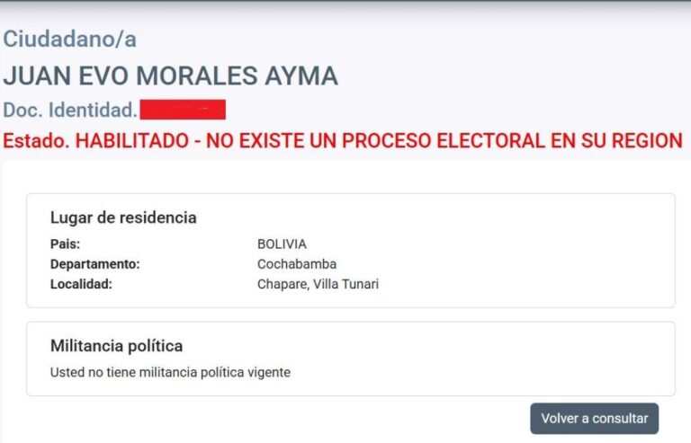 Evo figura sin militancia en el ‘Yo participo’ del TSE