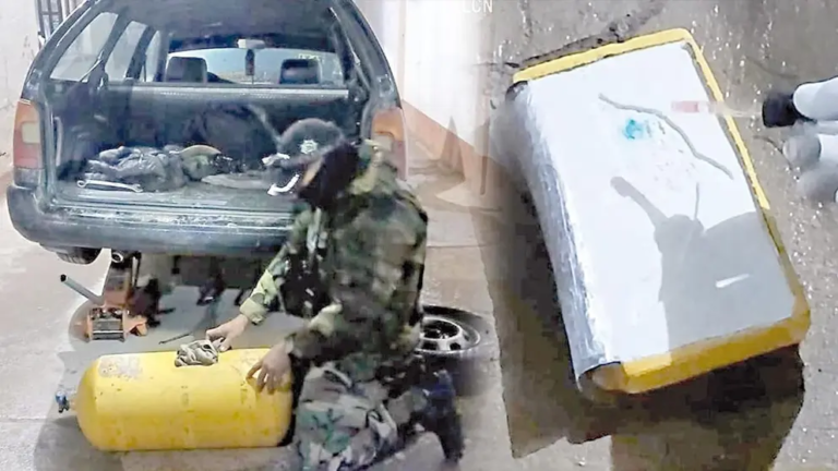 Descubren droga oculta en un cilindro de gas
